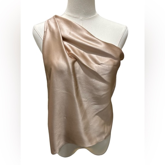 THE SEI NWT One Shoulder Cowl Neck Silk Camisole in Champagne Sz 0 - Picture 7 of 9
